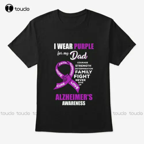 

New Alzheimers Awareness Purple For My Dad Tee T-Shirt Shirt Men white shirts for men Unisex
