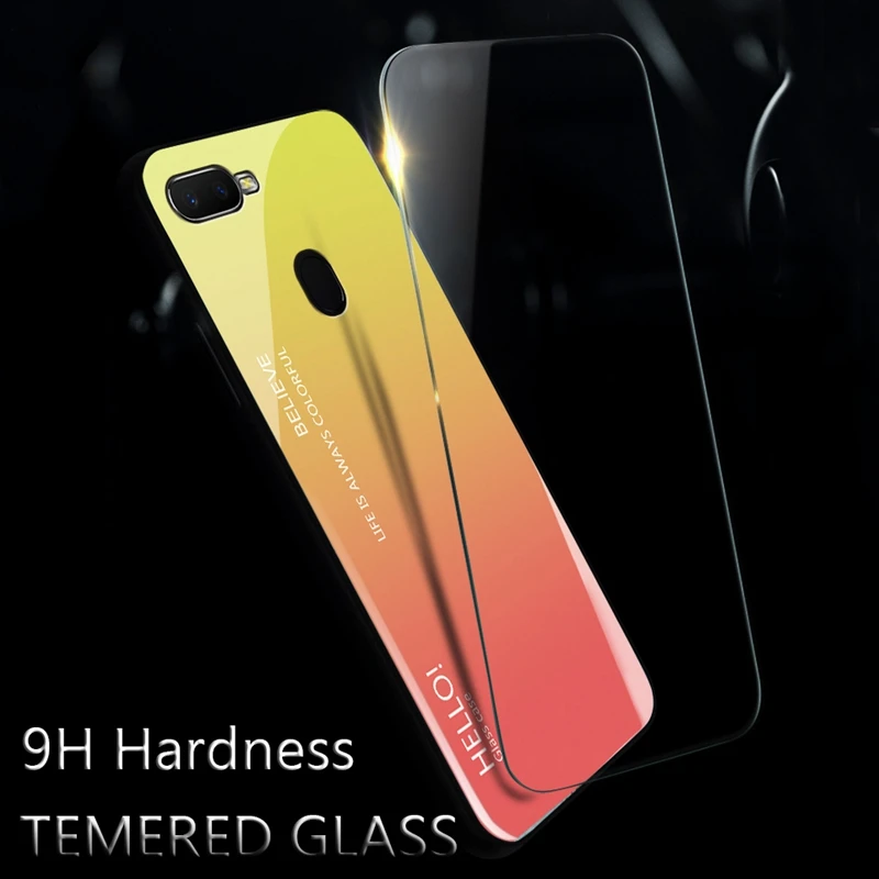UPaitou Tempered Glass Case for OPPO F9 Pro A7X Soft TPU Edge Luxury Gradient Back Cover |