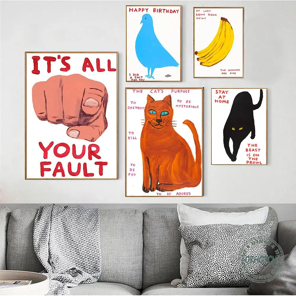 

Это ваша вина, Дэвид шригли, абстрактное искусство, постер с животными, настенная Картина на холсте, картина, впечатление, смешной необычный ...