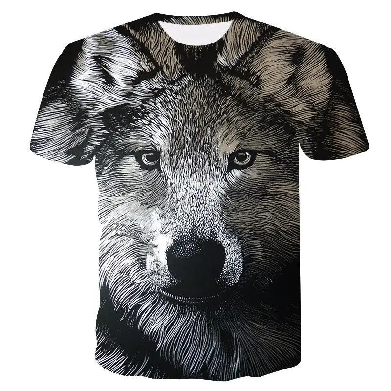 

Men 'S T -Shirt 3d Harajuku Wolf Cool T -Shirt Summer Gray And White Fashion Short Sleeve Tops Unisex Round Neck T Shirt