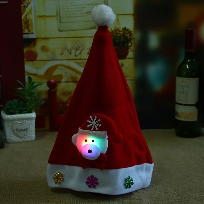 LED Bear 1 шт., горячая Распродажа, светодиодный светильник в виде Санта-Клауса, мигающий костюм, вечерние, красные кепки, детские, рождественские, рождественские, вечерние, милые кепки, подарки на год, Декор - Цвет: LED Bear