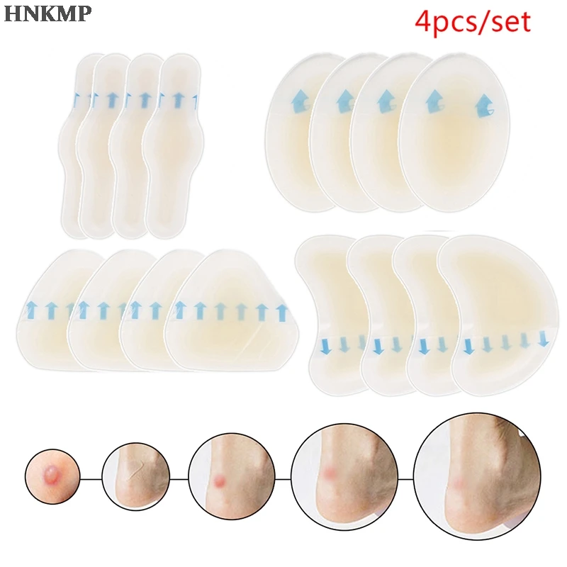 

4pcs Silicone Gel Soft Heel Sticker Adhesive Hydrocolloid Gel Blister Plaster Anti-wearing Heel Sticker Pedicure Patch Foot Care