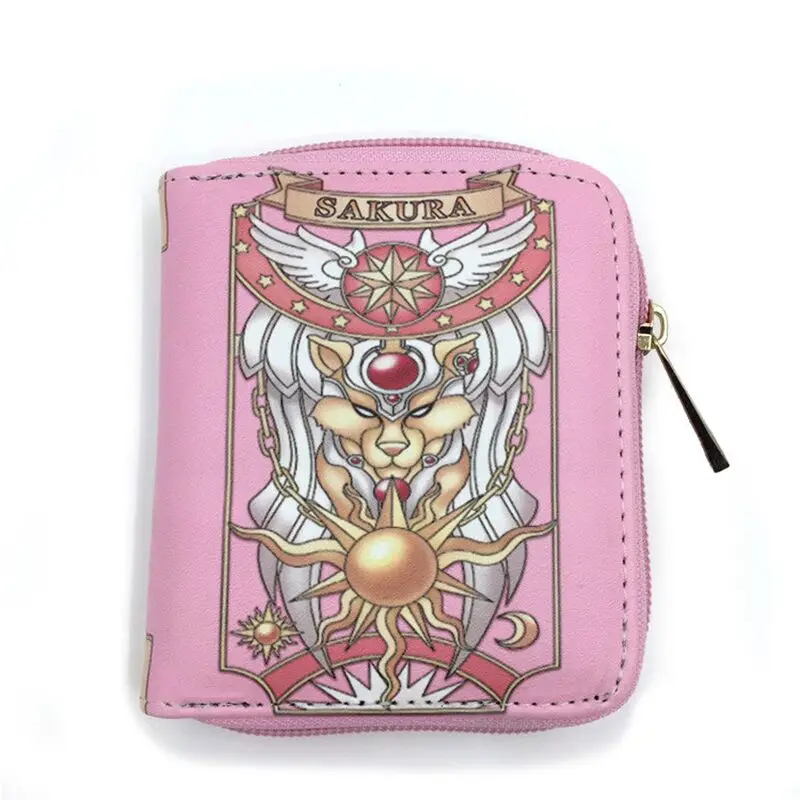 Короткий кошелек Sakura Cardcaptor Sakura Kinomoto с рисунком из мультфильма, кожаный женский кошелек для монет на молнии, сумка для денег в подарок
