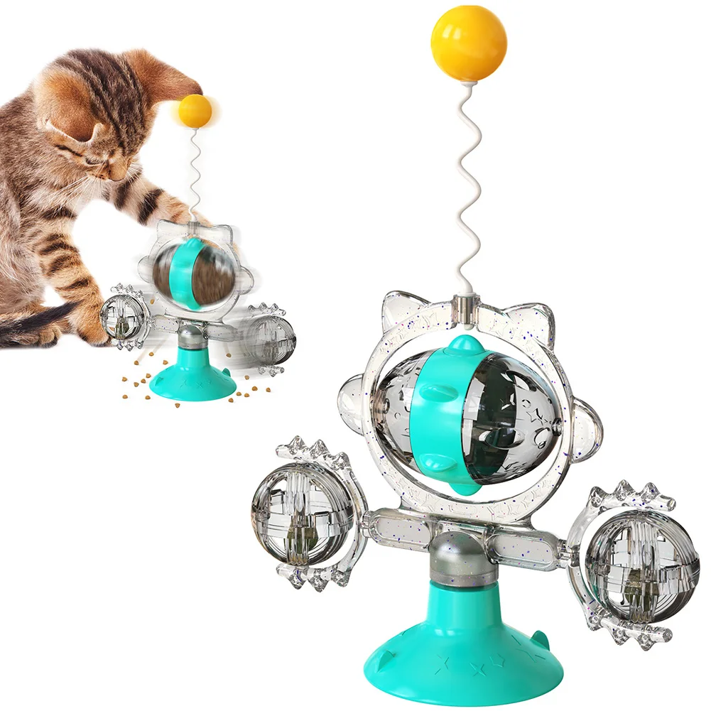 

Cat Windmill Toy Funny Massage Rotatable Toy with Catnip Ball Leaking Food Cat Supplies Multifunctional Kitten Products