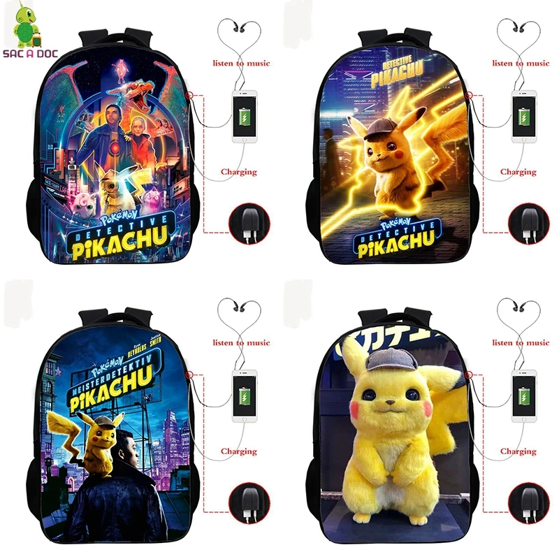 Pokemon Detective рюкзак Пикачу Снова в школу сумки Детские рюкзаки Детский рюкзак для девочек и мальчиков дорожная сумка mochila подарок