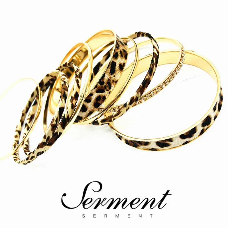 Европейский браслет SERMENT с леопардовым принтом Женский многослойный