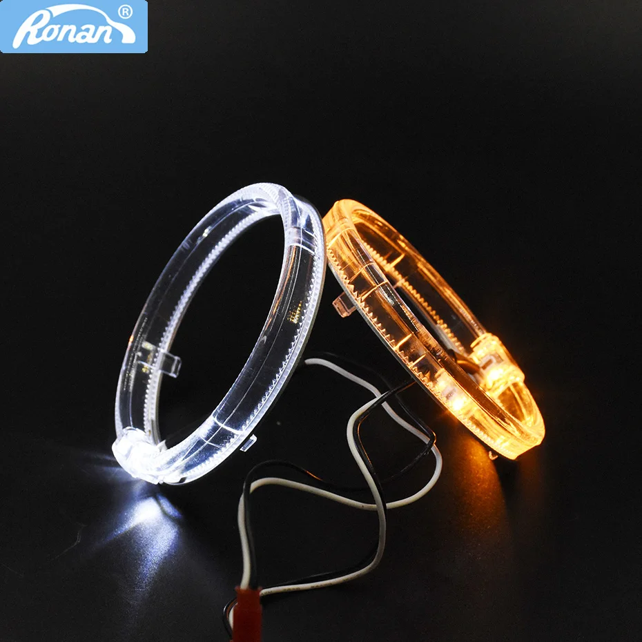

RONAN 2pcs 80MM 95MM LED Light Guide Optic Angel Eyes DRL Halo Ring Super Bright for 2.5 3.0 Bi-xenon Projector Lens Shrouds