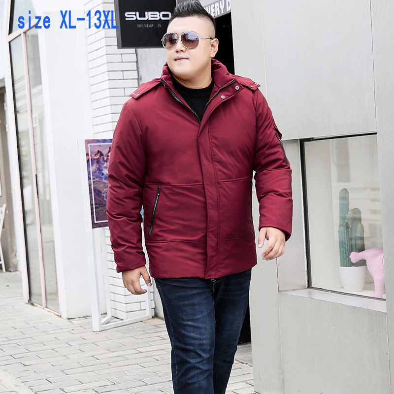 new arrival fashion high quality super large Men Casual Warm Thick with hood Loose Zipper Down Jacket coat plus size XL-12XL13XL | Мужская
