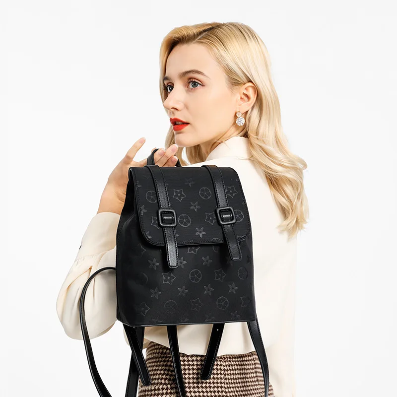 

Foreign trade women's backpack fashion embossed solid color backpack women's leisure large capacity backpack purse for women
