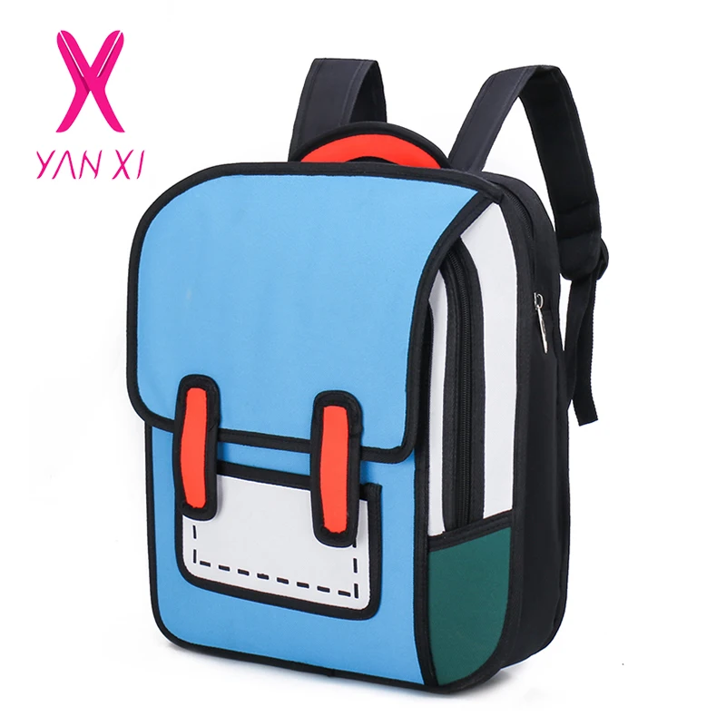 Анимация Мультфильм ранец школьный для женщин студентов креативный 3D комикс