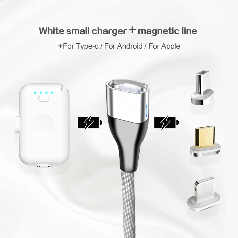 3 in 1 white 4 шт. Мини Магнитный внешний аккумулятор для iPhone, Android, Тип C, портативный светодиодный светильник, магнитное зарядное устройство, внешний аккумулятор для Xiaomi, huawei, samsung - Цвет: 3 in 1 white