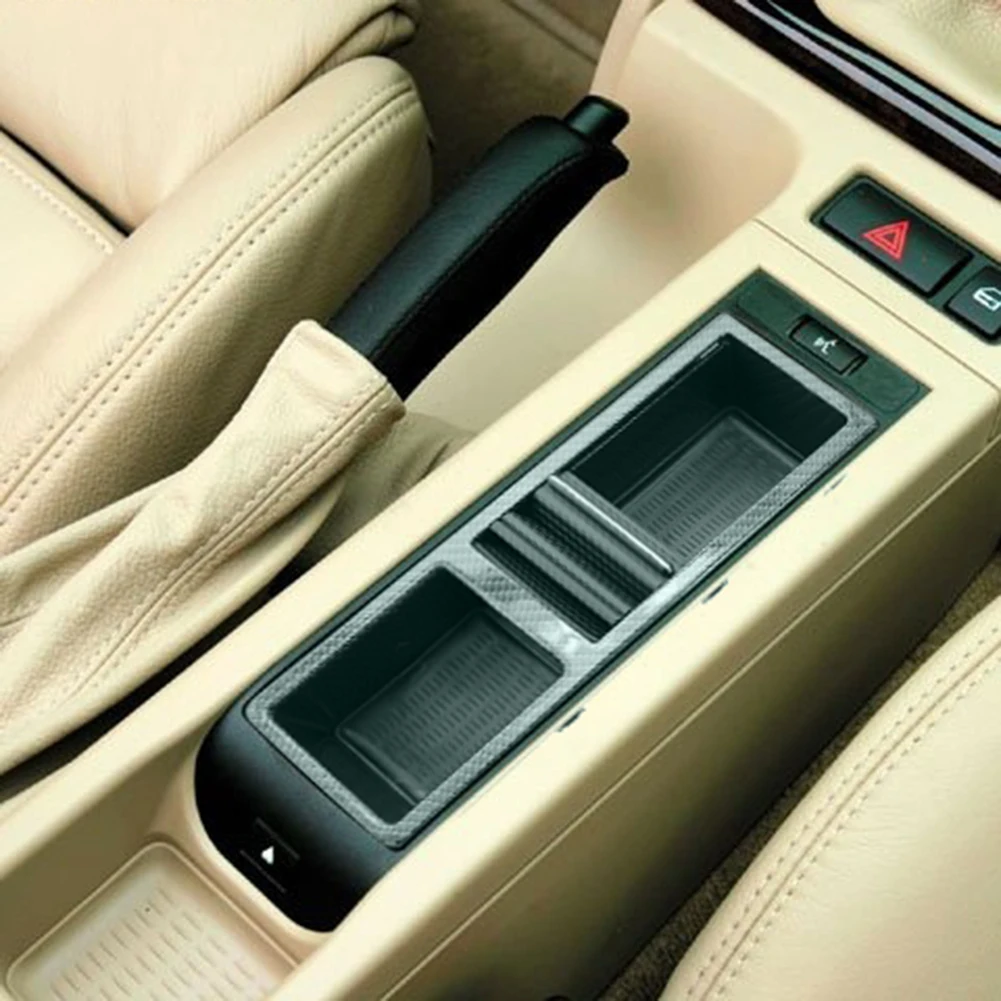 

Personal Car Storage Tray Blind Carbon Fiber Look Center Console w/ Roller Outdoor Parts Accessories for BMW E46 99-05