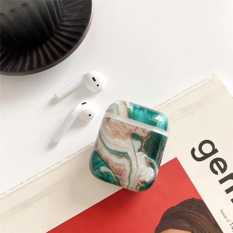Для мраморной текстуры оригинальные Apple Airpods 2/1 Чехлы Роскошные жесткие ПК