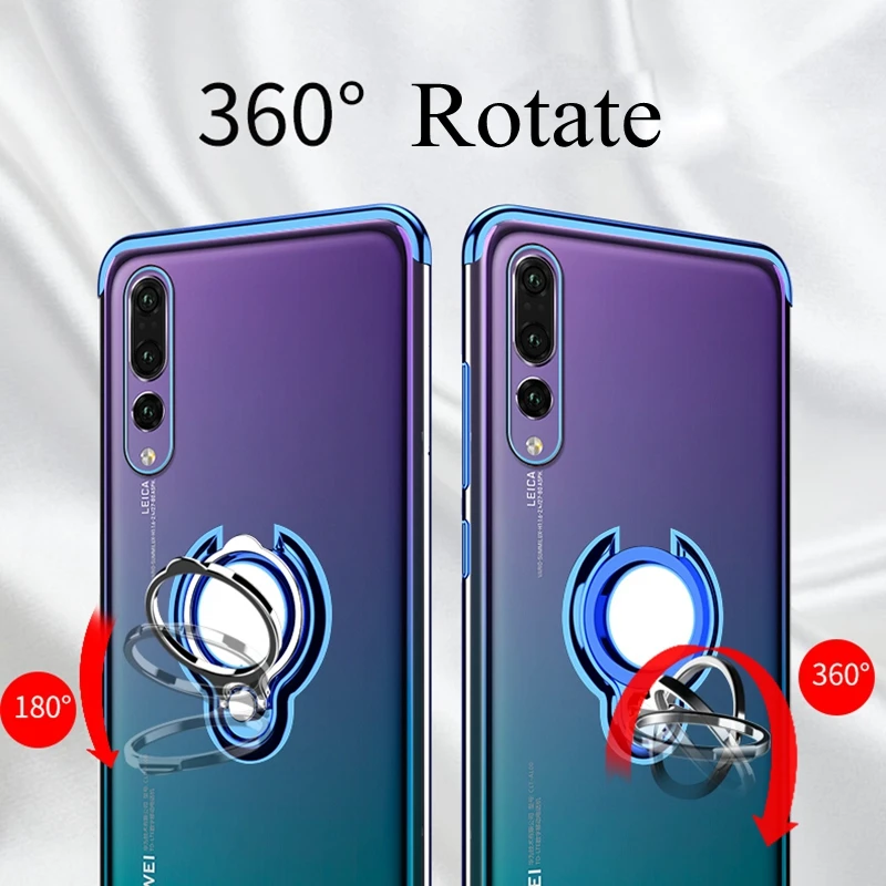 Чехол для Huawei P20 lite Pro металлический кольцевой держатель магнитный силиконовый