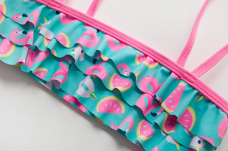 Купальник для девочек с изображением фламинго купальник оборками детская одежда