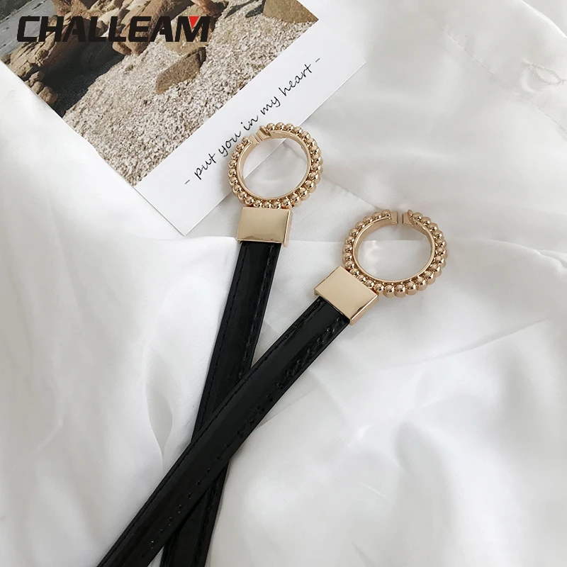 Женский Регулируемый черный кожаный ремень для платья юбки Модный женский