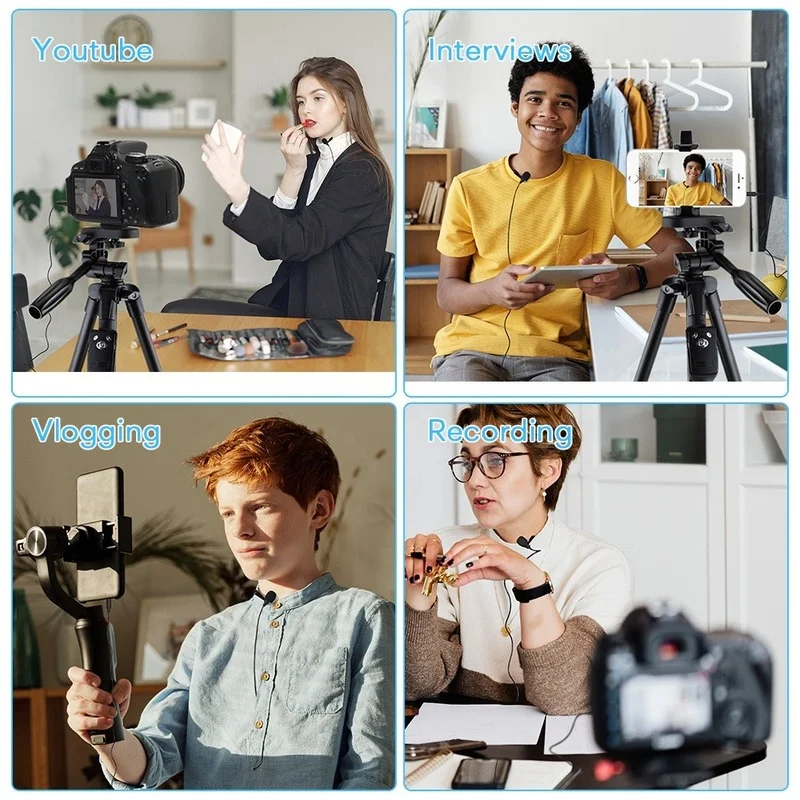 

OCKERED Mini Lavalier Clip-on Condenser Computer Microphones phone camera recording Tie Clip Lapel Mic for Phone for Laptop PC