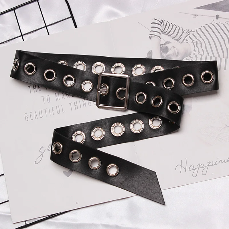 [EAM] 2021 Новинка Весна Лето Черный простой металлический круглый Универсальный