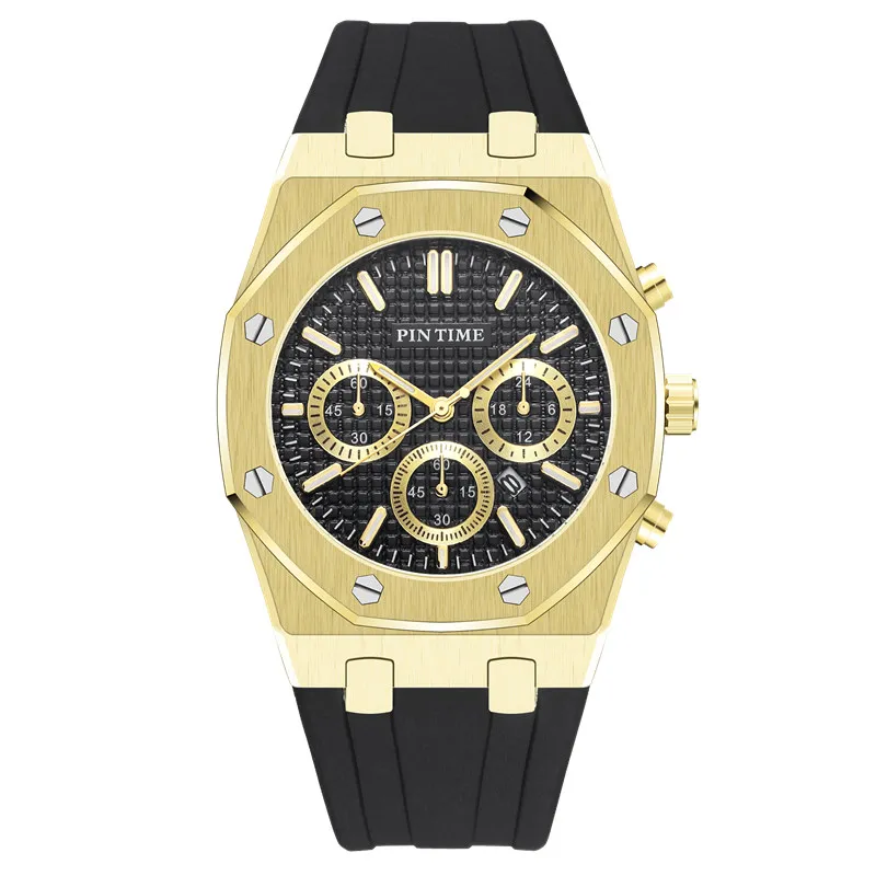Крутые спортивные часы для мужчин Силиконовые кварцевые золотые мужские