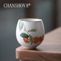 chanshova 75ml chinese retro style crackle ceramic hand painted flower and bird pattern teacup chinese porcelain coffee cup h150
