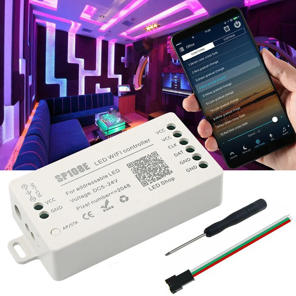 DC5V ~ 24V SP108E WI FI светодиодный Управление Смарт приложение WS2812B WS2811 WS2813 APA102C полосы