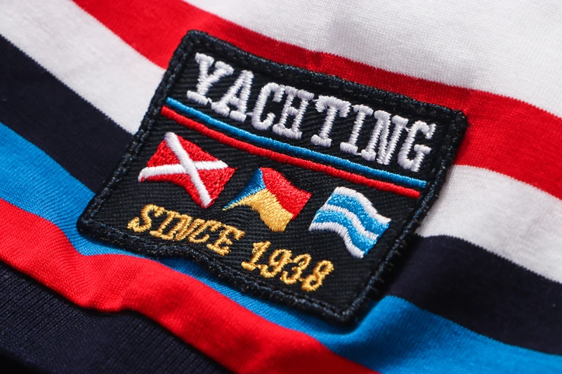 

TACE&SHARK T-shirt men cotton Short sleeve shirt 2020 summer new o-neck fashion stripe embroidery Breathable thin free shipping