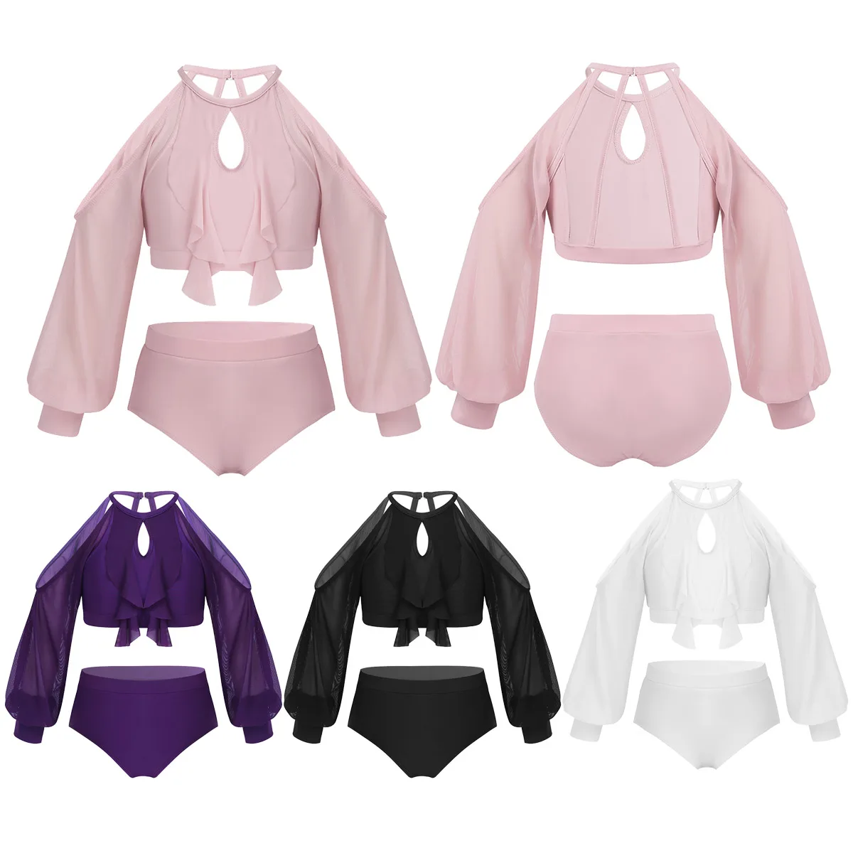 Танцевальная одежда из двух предметов для детей укороченный топ с длинными