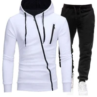 mens 2 piece set hoodie sweatpants spring autumn zipper sweatshirt cardigan trousers casual male tracksuit plus size s 4xl