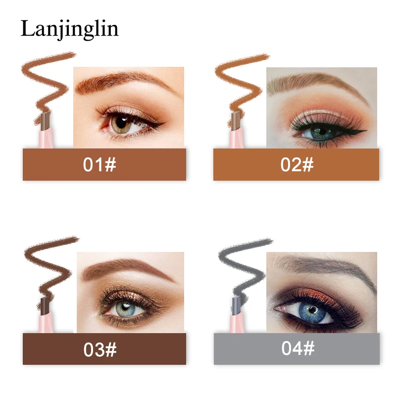 LANJINGLIN карандаш для бровей водостойкий стойкий косметика для профессионального макияжа хна для бровей с оттенком краски Карандаш четыре цвета