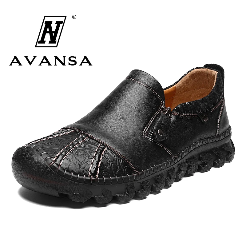 Мужские повседневные кожаные туфли Брендовые мужские модные слипоны мягкая