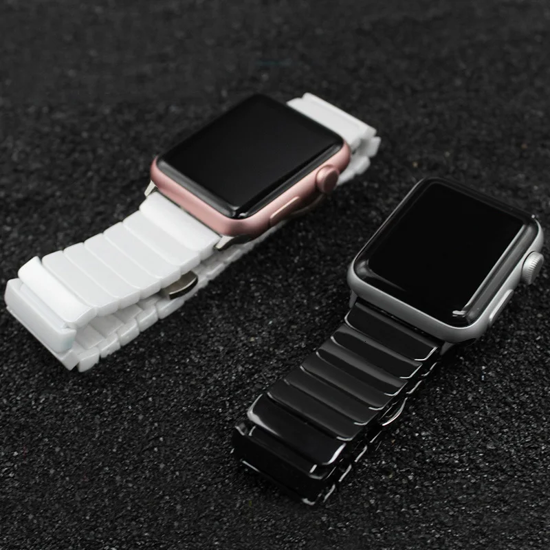 Роскошный керамический ремешок для часов Apple Watch 4, 5, 38 мм, 42 мм, 40 мм, 44 мм, с бабочкой, с пряжкой, с цепочкой, стильный браслет, ремешок для iwatch 123