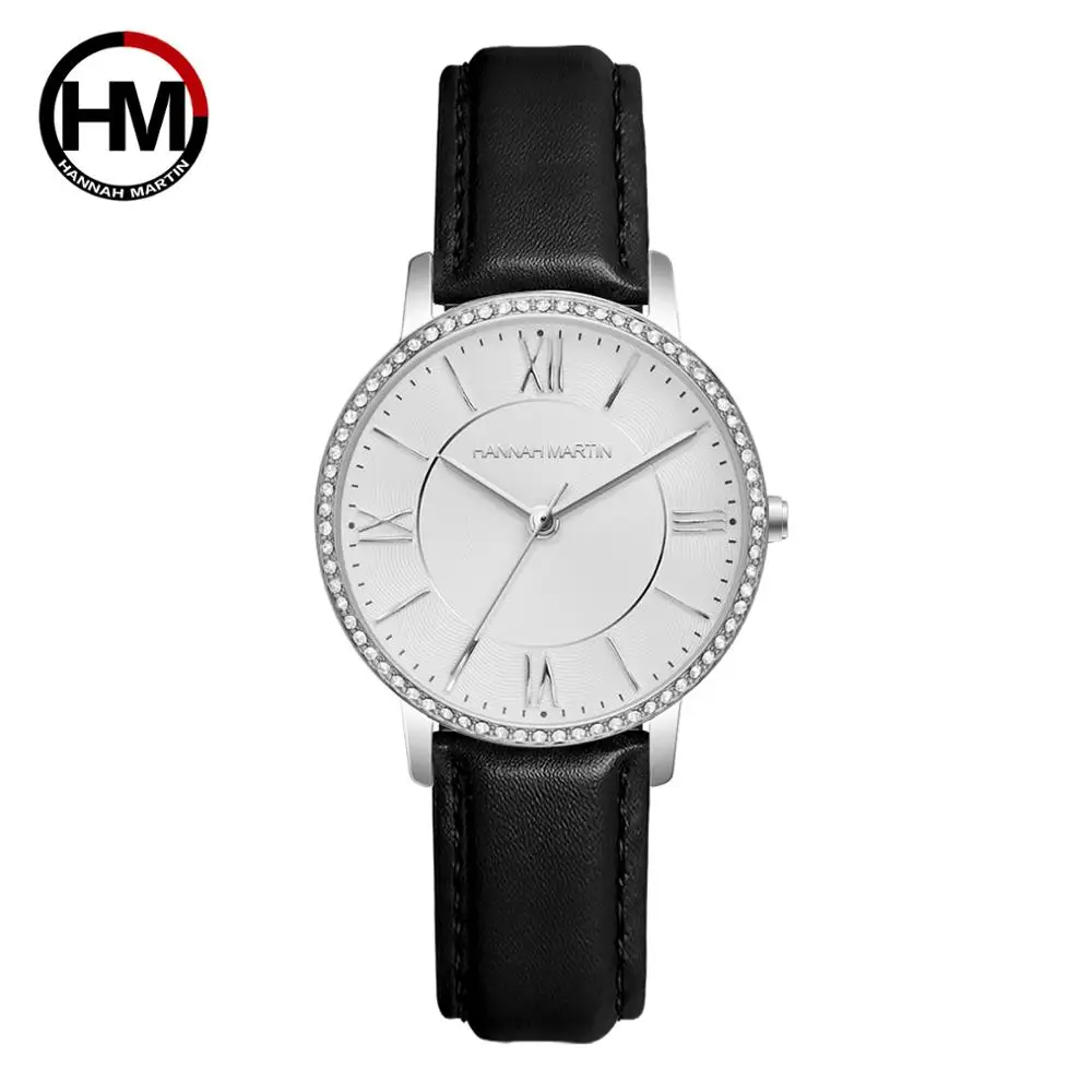 Hannah Martin Brand Women's Watch Fashion Luxury Leather Rose Gold Ladies Wrist Women Clock reloj mujer zegarek damski | Наручные