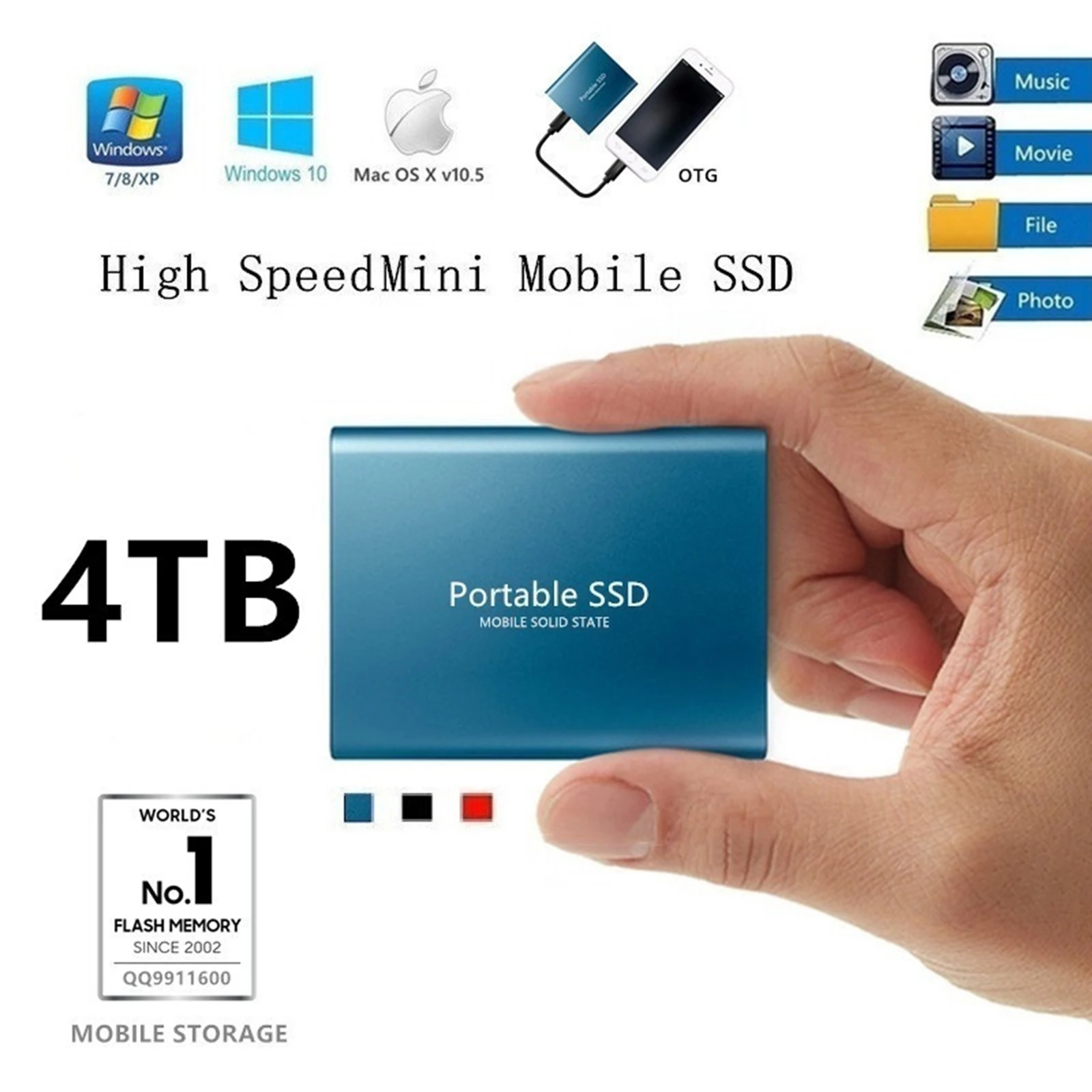 Внешний жесткий диск для Xiaomi Huawei Apple планшетов компьютеров USB 3 1 4 ТБ SSD скорость 37
