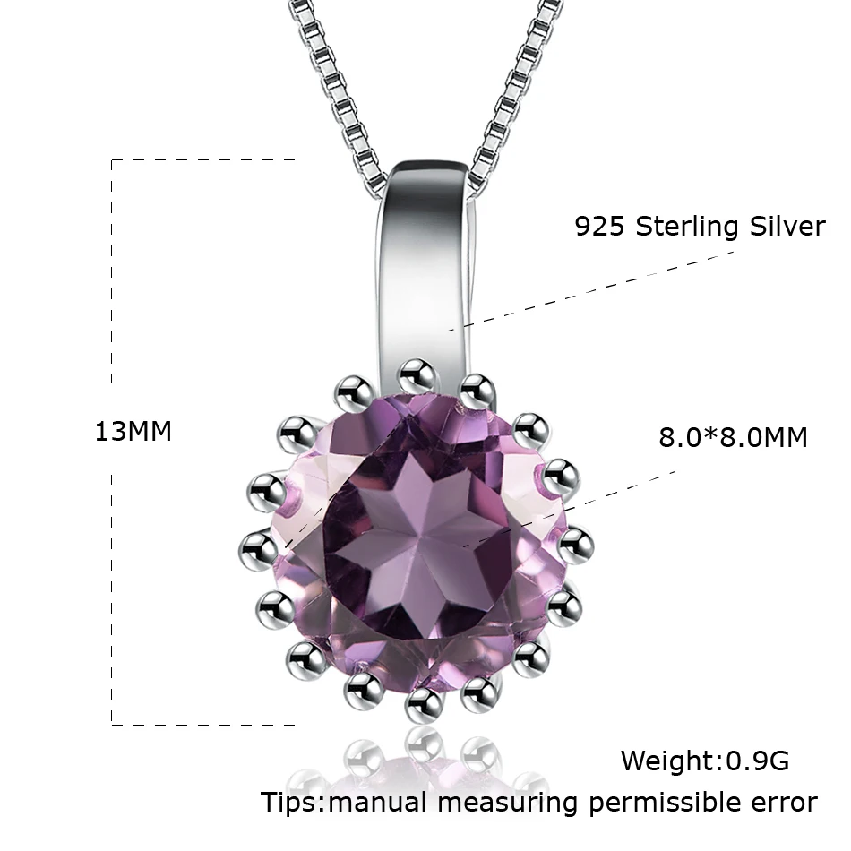 

925 Sterling Silver Pendant Natural Amethyst Gemstone Without Chain For Women Delicate Girls Gifts Classic Fine Jewelry