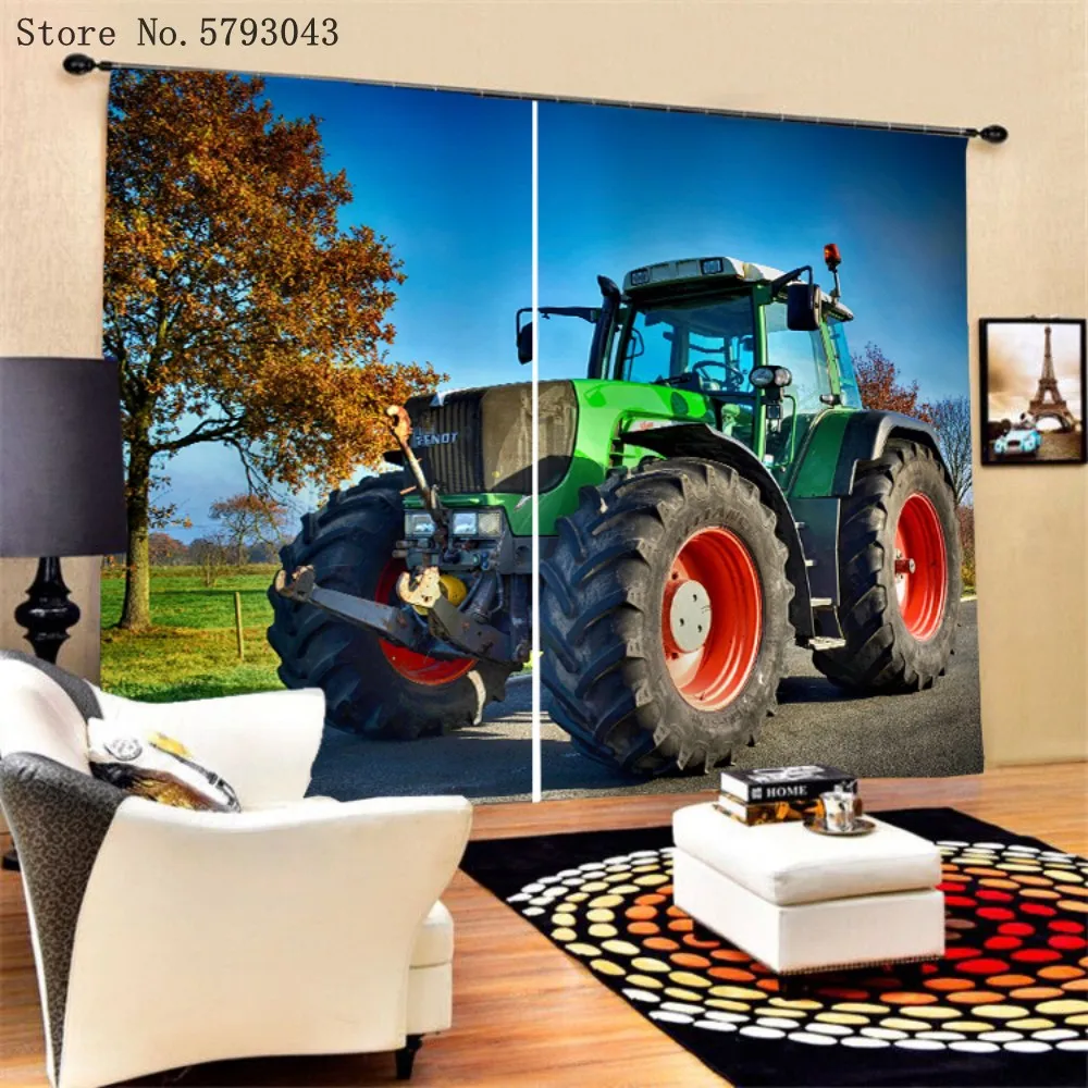 

Шторы на окна с 3D принтом, 2 панели, уличная техника для окна грузовика, затенение, комнатные оконные драпировки, большая машина для украшени...