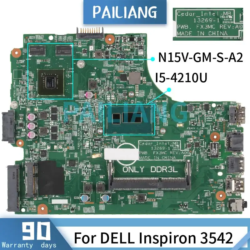 

Материнская плата PAILIANG для ноутбука DELL Inspiron 3542 I5-4210U, материнская плата CN-08YP1D 13269-1 SR1EF N15V-GM-S-A2 DDR3 Протестирована