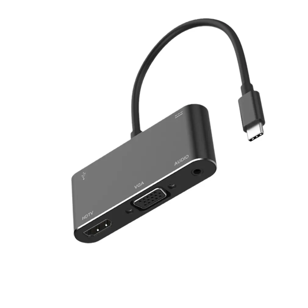 

Адаптер-переходник 5 в 1 с USB C на HDMI Ad Ter 4K Type-C на HDMI-совместимый/VGA/Audio/USB 3,0
