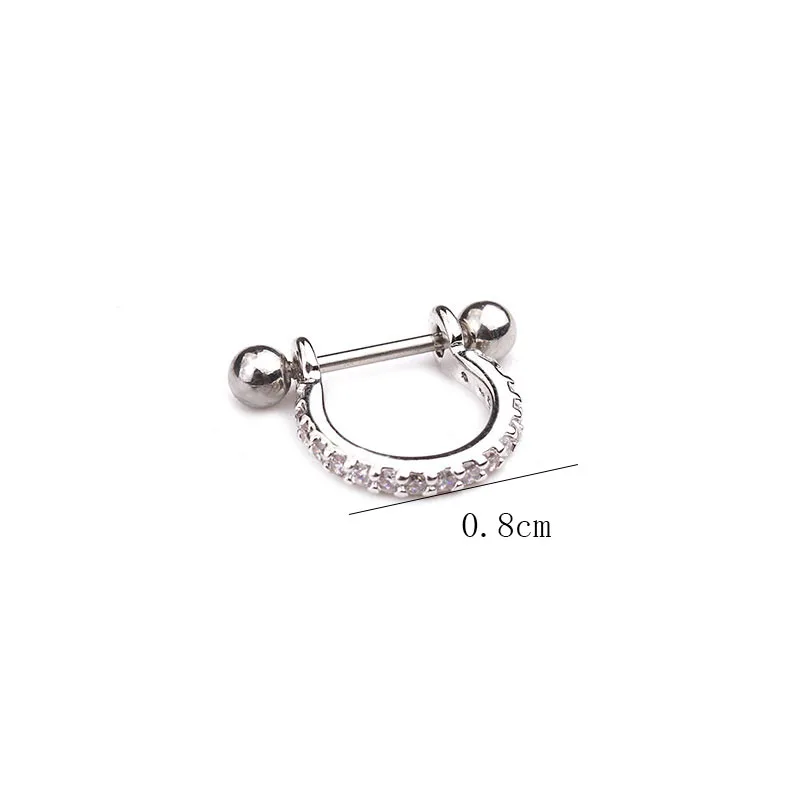 

Copper Alloy Ear Piercing Barbell With Hoop Cartilage Helix Earring Ear Piercing Jewelry 1Pcs Zircon Soft Ear Nail