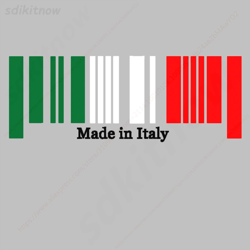 

9x25cm Made in Italy Flag Bar Code Car funny Sticker PVC Decal Styling For Ferrari Abarth Lamborghini Maserati Alfa Romeo Pagani