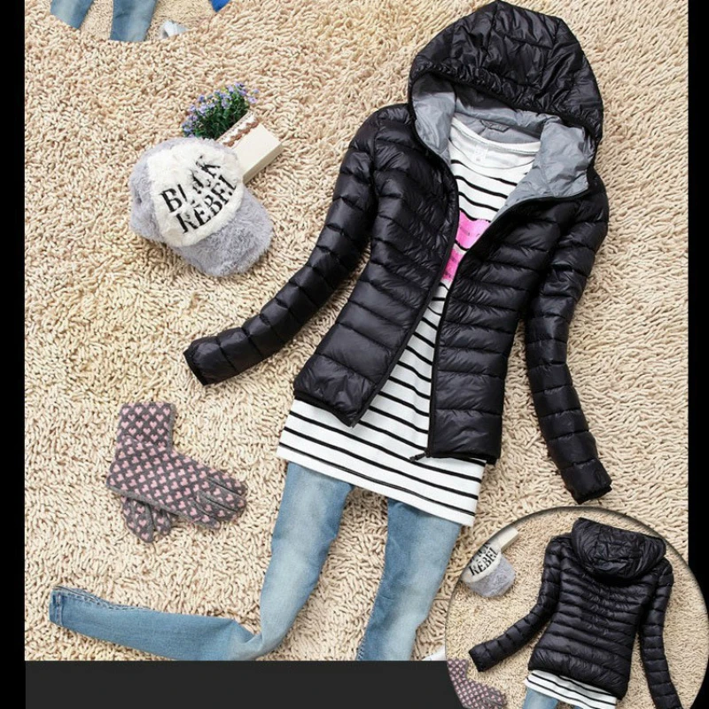 Женская верхняя одежда куртка с капюшоном повседневная осенне-зимняя облегающая