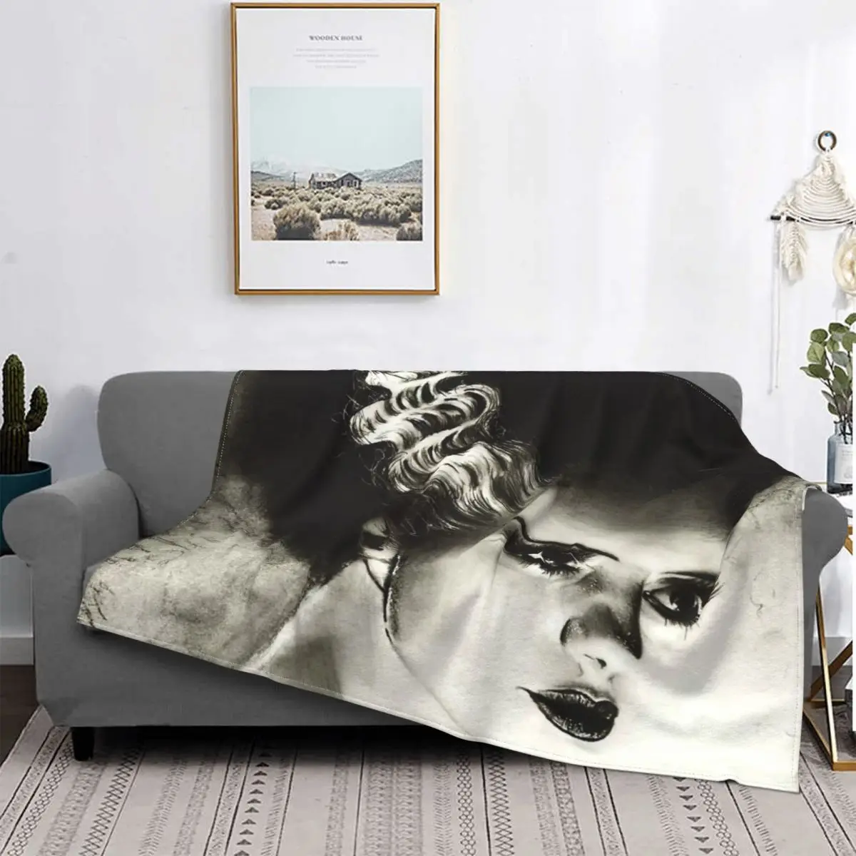 

Manta de la novia de Frankenstein, colcha de cama a cuadros, manta de lino para bebé, manta de Picnic para bebé