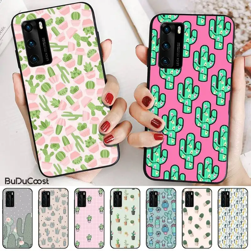 Мягкий черный Чехол С КАКТУСОМ для телефона Huawei P9 10 20 30 40 P Smart 20lite 2019 P30 Lite Pro 2017