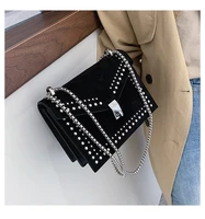 women 2020 scrub leather small shoulder messenger bags chain rivet lock crossbody bag female travel mini bags