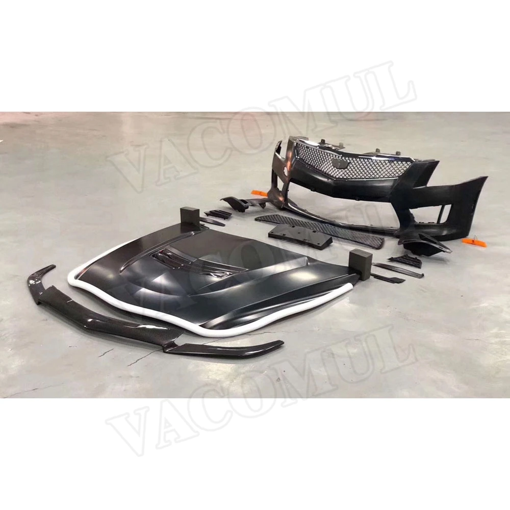 Углеродное волокно PP передний бампер губы сетки грили Крышка для Cadillac ATS 2014-2017