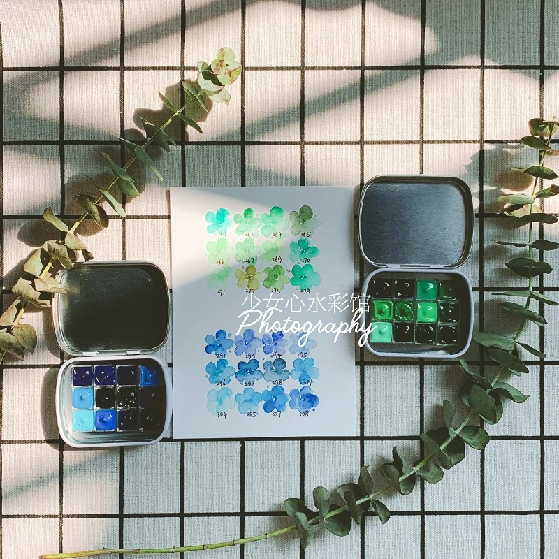 Оригинальные 12 цветные акварельные пигменты Holbein красного желтого зеленого