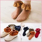 Кружевные носки с оборками для маленьких девочек, винтажные короткие носки принцессы для девочек, детские носки вечерние аксессуары для вечеринки, свадьбы, одежды