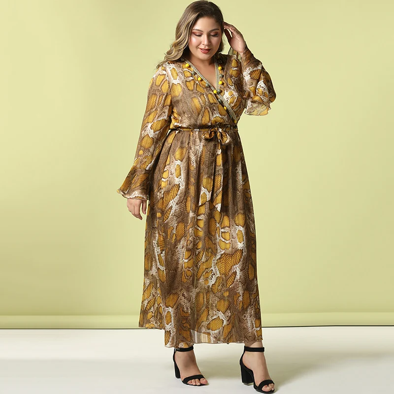 2020 летнее модное женское Повседневное платье большого размера с глубоким