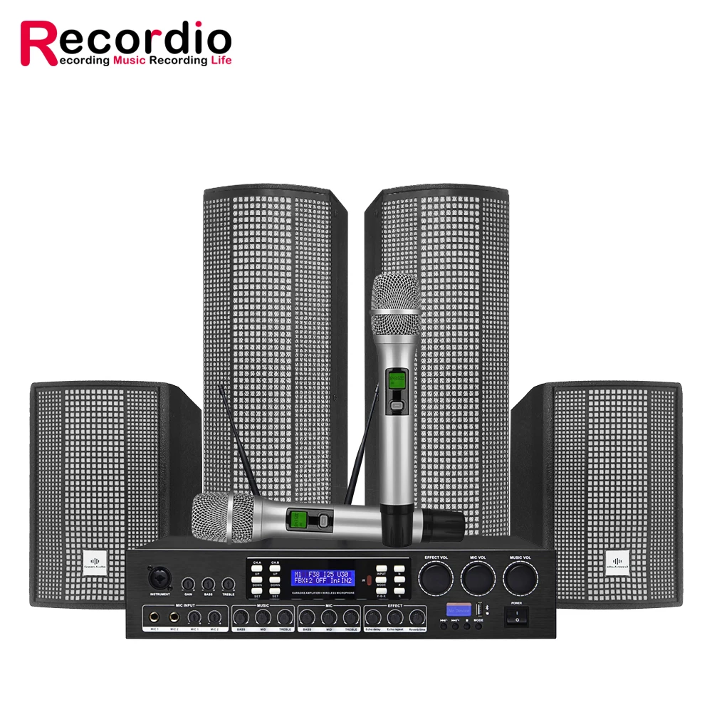 구매 Popu-9041 무선 시스템 세트 전문 마이크 400W 전력 증폭기 오디오 스피커, 가족 파티 무대 회의용