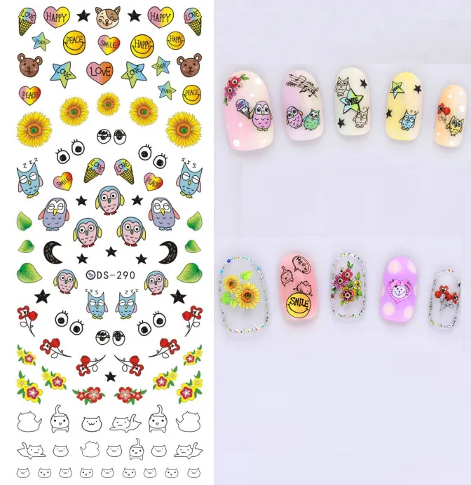 Cartoon Patterns! Nails Art Manicure Water Transfer Decal Decorations Design Nail Sticker For Tips Beauty | Красота и здоровье