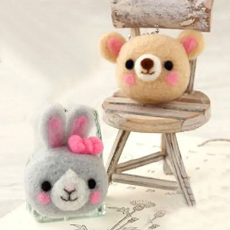 

2pcs Unfinished Handcraft DIY Wool Felt Cute Panda Bear Creative Craft Toy Doll Poked Knitting Wool Felting Material Package Set